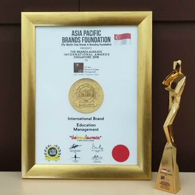 Certificate and trophy for the Best International Brand
